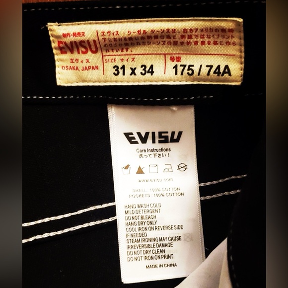 Evisu Black White Multi-Pocket Tapered Embroidered Denim Jeans NWT w Bag - Picture 15 of 15